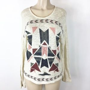 Forever 21 Southwestern print cream Sweater top blouse size medium